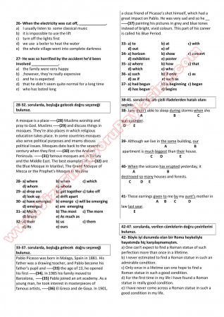 İngilizce Muafiyet Soruları - 2014