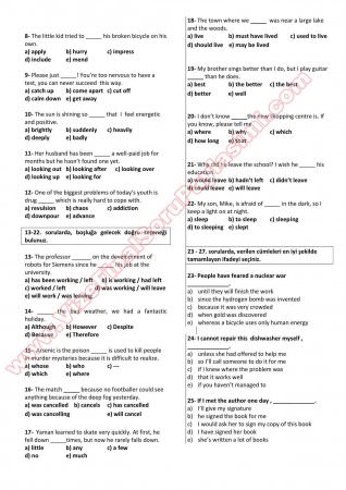 İngilizce Muafiyet Soruları - 2014