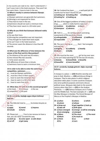 İngilizce Muafiyet Soruları - 2014