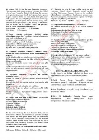 Türk Dili -2 Örnek Vize Soruları Cevapları