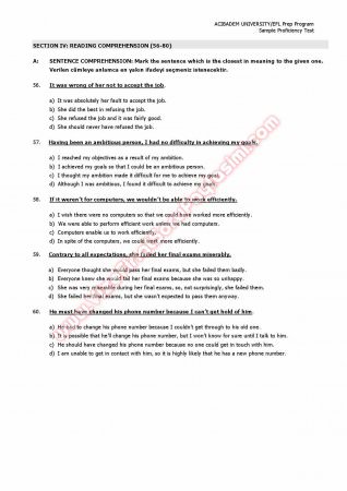 Acıbadem Üniversitesi İngilizce Muafiyet Soruları - 2