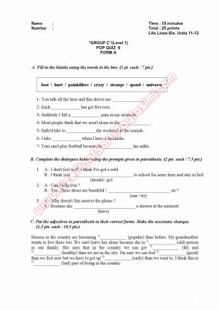 Atılım Üniversitesi İngilizce Muafiyet Soruları