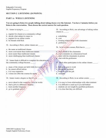 Bahçeşehir Üniversitesi İngilizce Muafiyet Soruları Ve Cevapları