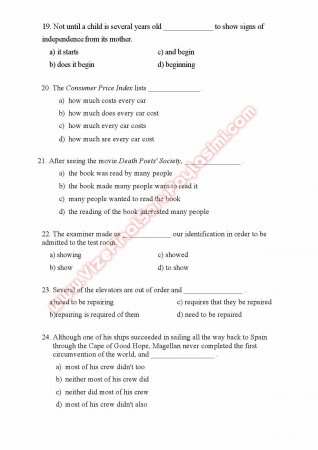 Çağ Üniversitesi İngilizce Muafiyet Soruları