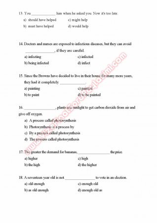 Çağ Üniversitesi İngilizce Muafiyet Soruları