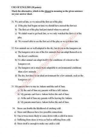 Çağ Üniversitesi İngilizce Muafiyet Soruları