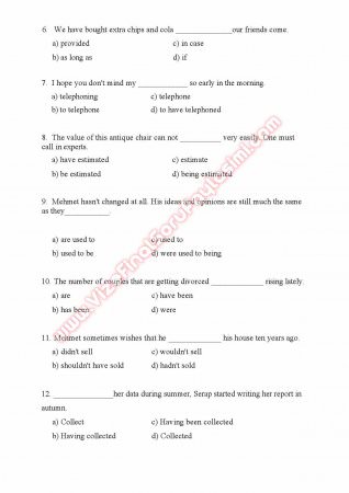 Çağ Üniversitesi İngilizce Muafiyet Soruları