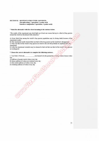 Çankaya Üniversitesi İngilizce Muafiyet Soruları