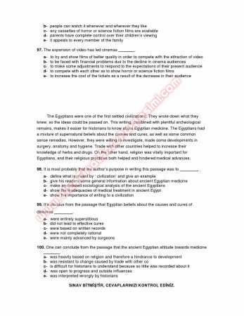 Gazi Üniversitesi İngilizce Muafiyet Soruları Ve Cevapları