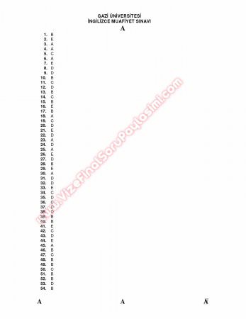 Gazi Üniversitesi İngilizce Muafiyet Soruları Ve Cevapları
