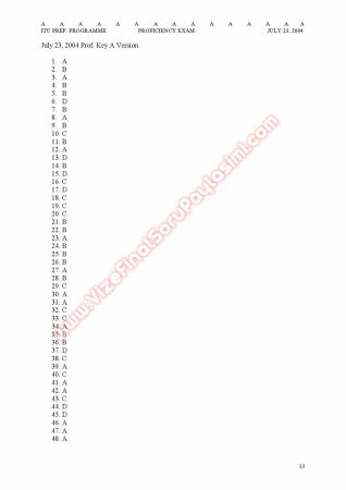 İstanbul Teknik Üniversitesi İngilizce Muafiyet Soruları Ve Cevapları -2