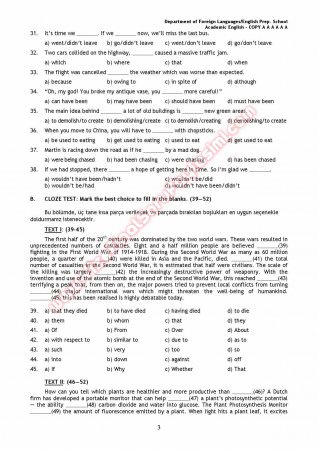 Marmara Üniversitesi İngilizce Muafiyet Soruları Ve Cevapları