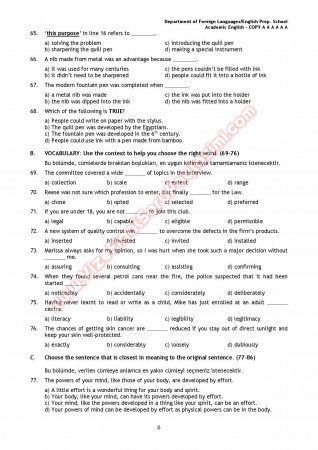 Marmara Üniversitesi İngilizce Muafiyet Soruları Ve Cevapları