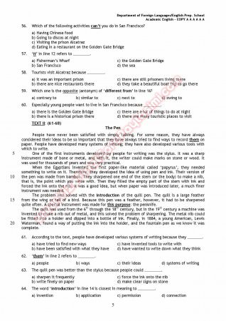 Marmara Üniversitesi İngilizce Muafiyet Soruları Ve Cevapları