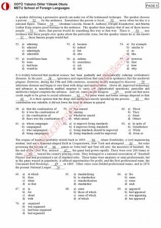 Orta Doğu Teknik Üniversitesi İngilizce Muafiyet Soruları Ve Cevapları