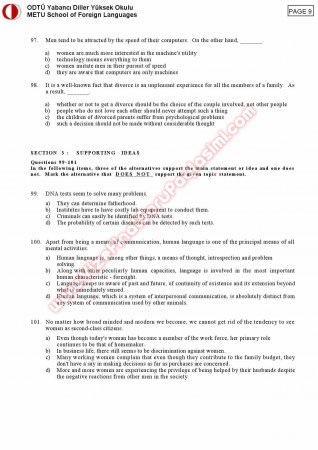 Orta Doğu Teknik Üniversitesi İngilizce Muafiyet Soruları Ve Cevapları