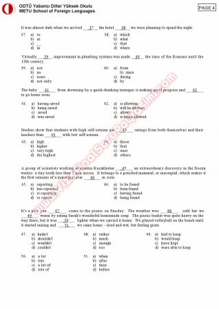 Orta Doğu Teknik Üniversitesi İngilizce Muafiyet Soruları Ve Cevapları