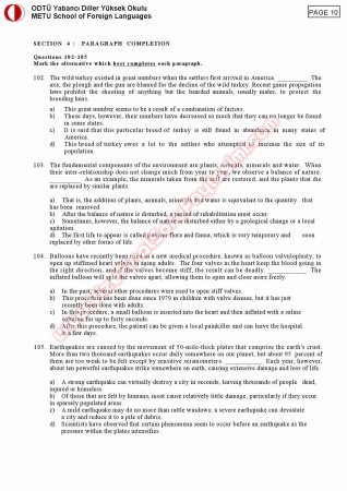 Orta Doğu Teknik Üniversitesi İngilizce Muafiyet Soruları Ve Cevapları