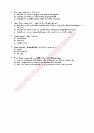 Özyeğin Üniversitesi İngilizce Muafiyet Soruları