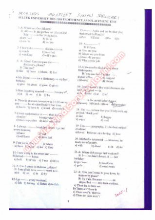 Selçuk Üniversitesi İngilizce Muafiyet Soruları