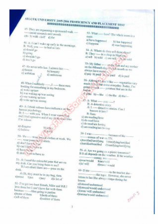 Selçuk Üniversitesi İngilizce Muafiyet Soruları