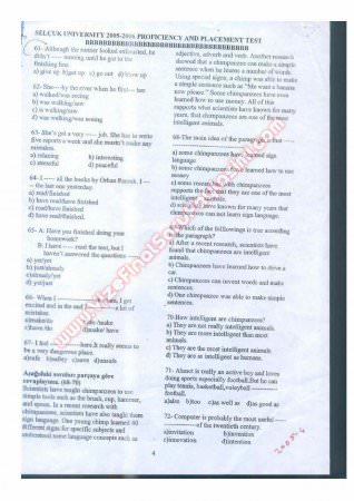 Selçuk Üniversitesi İngilizce Muafiyet Soruları