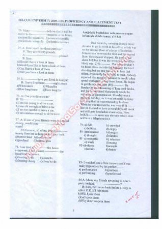Selçuk Üniversitesi İngilizce Muafiyet Soruları