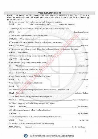 Uludağ Üniversitesi İngilizce Muafiyet Soruları