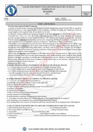 Uludağ Üniversitesi İngilizce Muafiyet Soruları