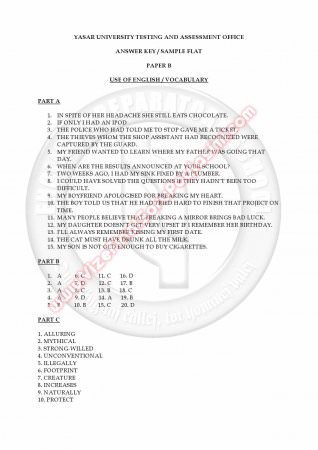 Uludağ Üniversitesi İngilizce Muafiyet Soruları -2