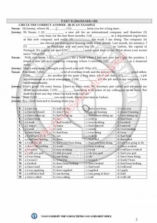 Uludağ Üniversitesi İngilizce Muafiyet Soruları -2