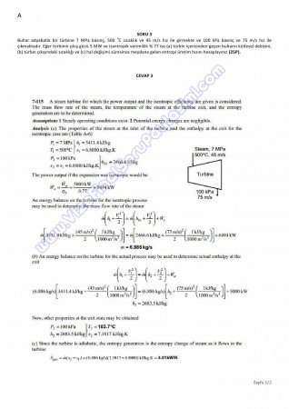 Termodinamik -1 Final Soruları ve Cevapları