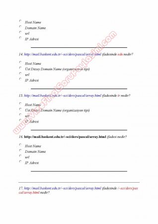 İnternet Programcılığı -1 Dersi Çalışma Soruları