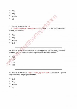 İnternet Programcılığı -1 Dersi Çalışma Soruları