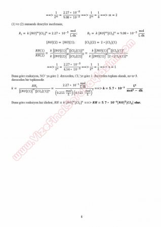 Genel Kimya -2 1.Kısa Sınav Soruları ve Çözümleri