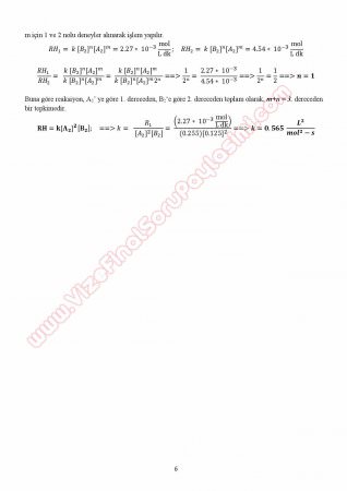 Genel Kimya -2 1.Kısa Sınav Soruları ve Çözümleri