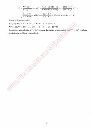 Genel Kimya -2 2. ve 3. Kısa Sınav Soruları ve Çözümleri