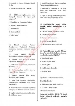 Atatürk İlkeleri Ve İnkılap Tarihi 2 Sınav Soruları