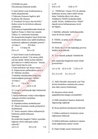 Atatürk İlkeleri Ve İnkılap Tarihi 2 Sınav Soruları