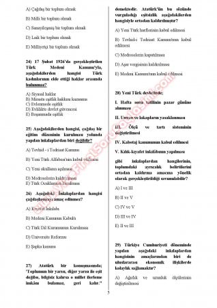 Atatürk İlkeleri Ve İnkılap Tarihi 2 Sınav Soruları