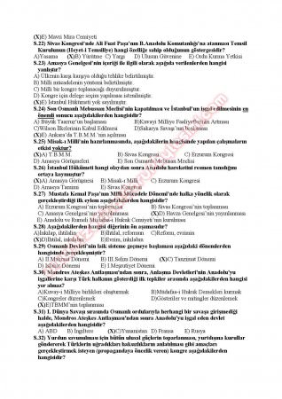 Atatürk İlkeleri Ve İnkılap Tarihi 1 Sınav Soruları