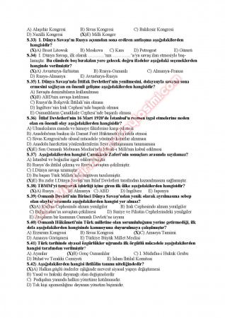 Atatürk İlkeleri Ve İnkılap Tarihi 1 Sınav Soruları