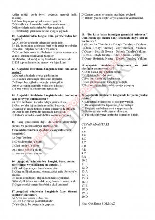 Türk Dili Ve Edebiyatı -1 Final Soruları -2011