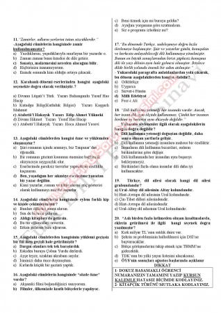 Türk Dili Ve Edebiyatı -1 Final Soruları -2014