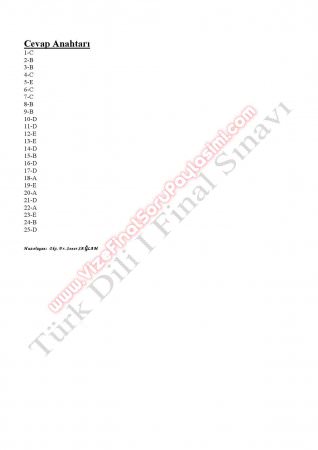 Türk Dili Ve Edebiyatı -1 Final Soruları -2012