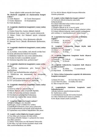 Türk Dili Ve Edebiyatı -1 Final Soruları -2012