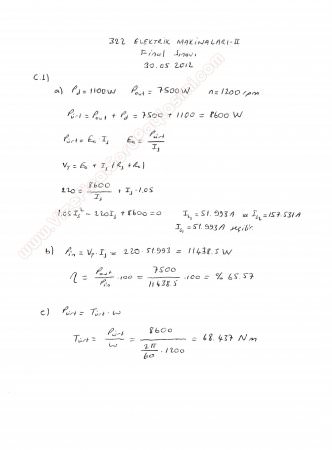 Elektrik Makinaları -2 Final Soruları -2012