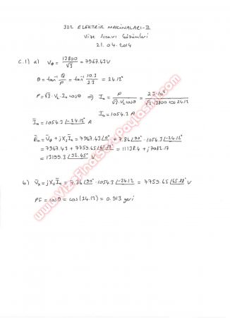 Elektrik Makinaları -2 Vize Soruları -2014