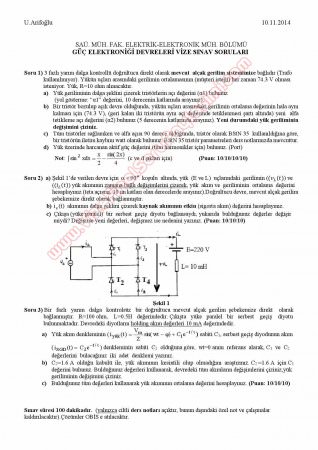 Güç Elektroniği Devreleri Vize Soruları ve Cevapları -2014