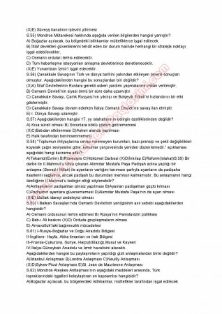 Atatürk İlkeleri ve İnkilap Tarihi -1 Final Soruları